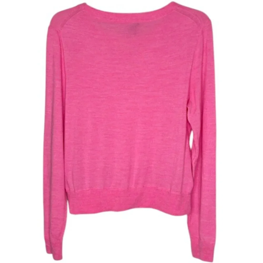 J. Crew Tilly Merino Wool Rounded Crew Sweater - Heathered Pink - L